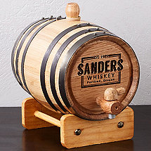 Personalized Mini Oak Barrel with Whiskey Graphic