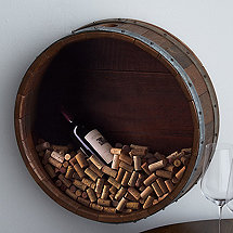 Reclaimed Wine Barrel Head Cork Collectors Display