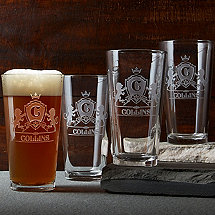 Personalized Family Crest Beer Glasses (Set of 4)