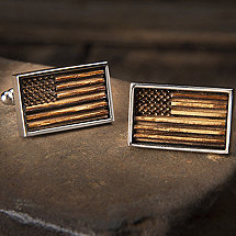 Reclaimed Bourbon Barrel American Flag Cufflinks