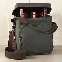 6-Bottle Waxed Canvas Weekend Wine Bag