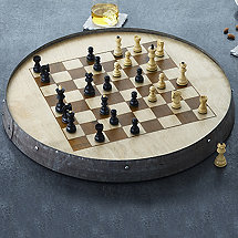 Reclaimed Barrel Hoop Chess Set with Monogrammed Storage Box