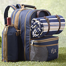 Wine Picnic Backpack Set for Four (Blue)