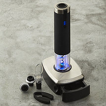 Electric Blue 1 Automatic Wine Opener & Preserver Set with Pedestal
