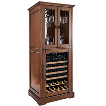 Siena Wine Cellar & Bar with Glass Door Cabinet (Walnut)