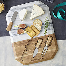 Geo Marble And Wood Cheeseboard With Spreaders