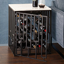 Marble-Top Wine Storage End Table