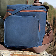 6-Bottle Waxed Canvas Weekend Wine Bag (Blue)