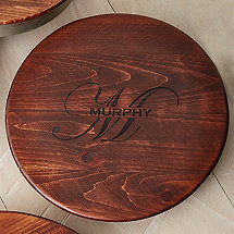 Personalized Raised Wine Barrel Lazy Susan with Name & Script Single Initial