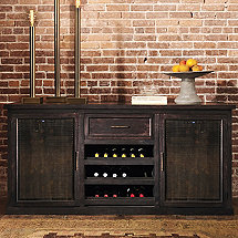 Montagny Brass Mesh Credenza With Two Wine Refrigerator