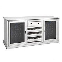 Siena Wine Credenza (Antique White) with Two Wine Refrigerators