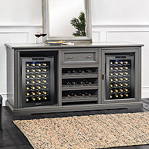 Siena Wine Credenza (Antique Gray) with Two Wine Refrigerators