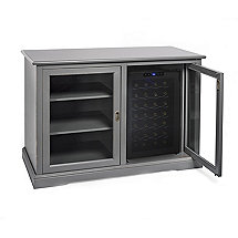 Siena Mezzo Wine Credenza (Antique Gray) with Wine Refrigerator