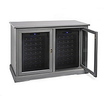 Siena Mezzo Wine Credenza (Antique Gray) with Two Wine Refrigerators