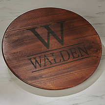 Personalized Raised Wine Barrel Lazy Susan with Initial & Name