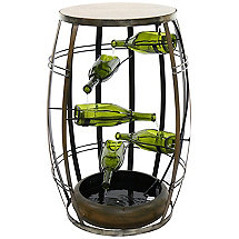 Wine Barrel Shaped Fountain with Tiered Wine Bottles