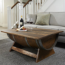 Reclaimed Wine Barrel Coffee Table With Unique Lift-Top