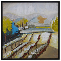 'Winery View' Hand-Painted Framed Canvas Art