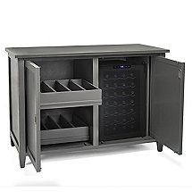 Firenze Mezzo Wine and Spirits Credenza with 28 Bottle Touchscreen Wine Refrigerator (Antique Grey)