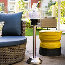 The ResortCharger Ice Bucket Stand With Built-in Phone Chargers