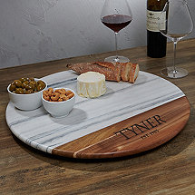 Marble And Acacia Wood Lazy Susan