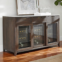 Amador Sliding Glass Door Credenza With Three Wine Refrigerators