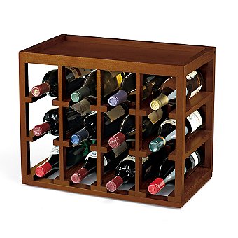 12 Bottle Cube-Stack Wine Rack (Walnut Stain)