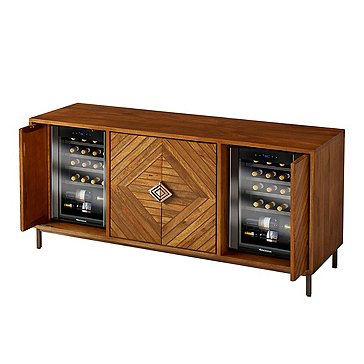 Cheverny Metal Inlay Sideboard With Two Wine Refrigerators