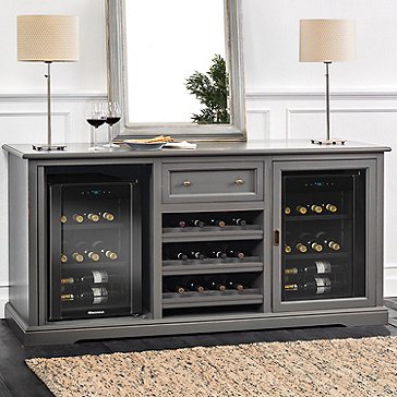 Siena Wine Credenza Antique Gray With Two Refrigerators