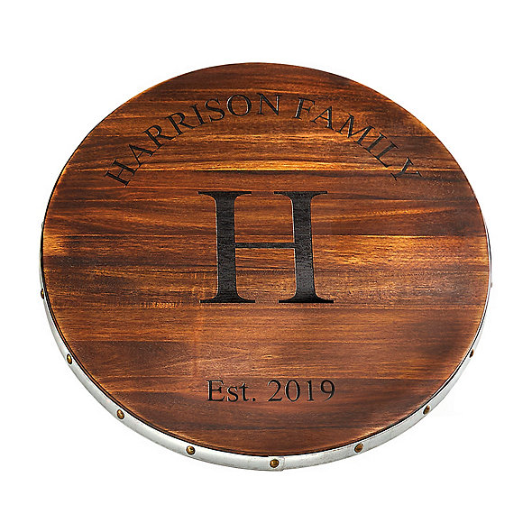 Home or Bar Scotch Whiskey Tray Personalized Wood Quarter Barrel Lazy Susan