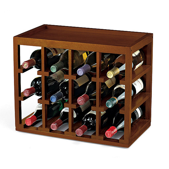 12 Bottle Cube Stack Wine Rack Walnut Stain Wine Enthusiast