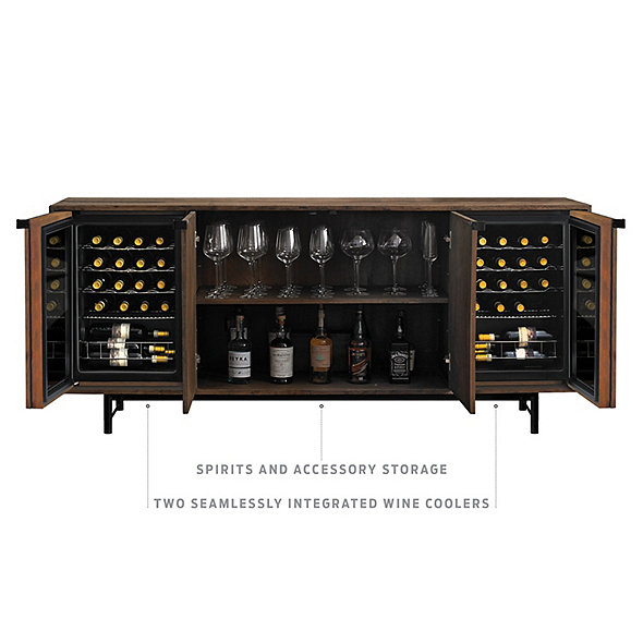 Loire American Oak Wine Credenza With Integrated Wine Coolers