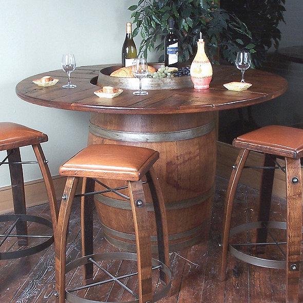 Vintage Oak Full Wine Barrel Bistro Table Wine Enthusiast