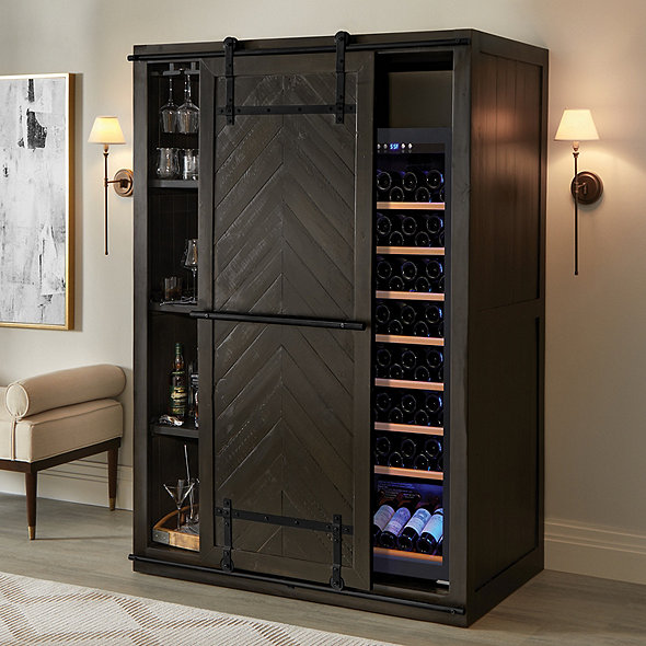 Mesa Sliding Barn Door Armoire with Wine Refrigerator ...