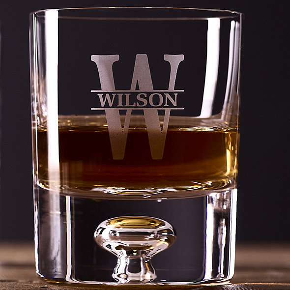 Monogrammed Bix Script /"C/" Engraved Glencairn Crystal Scotch Whisky Glass