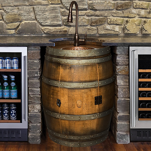 Reclaimed Wine Barrel Bar Sink Wine Enthusiast