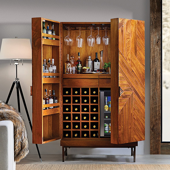 Cheverny Metal Inlay Bar Cabinet Wine Enthusiast