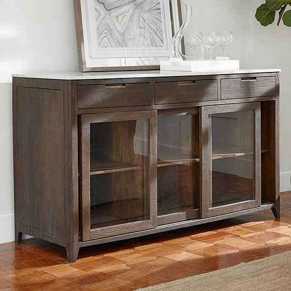 Amador Sliding Glass Door Credenza Wine Enthusiast