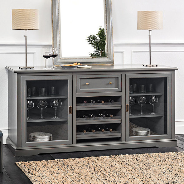 Siena Wine Credenza Antique Gray Wine Enthusiast