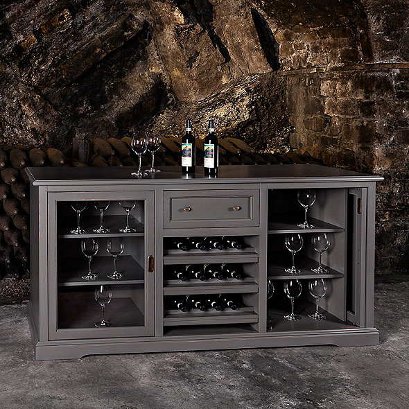 Siena Wine Credenza Antique Gray Wine Enthusiast