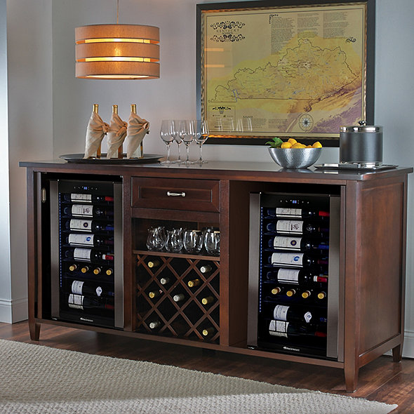 Firenze Wine And Spirits Credenza Espresso With Two Wine