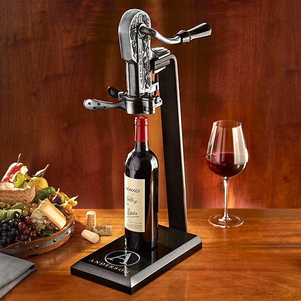 Legacy Corkscrew With Black Marble Stand And Handle Pewter