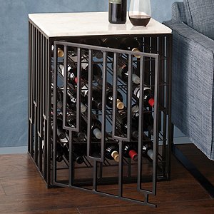 Marble Top Wine Storage End Table Enthusiast