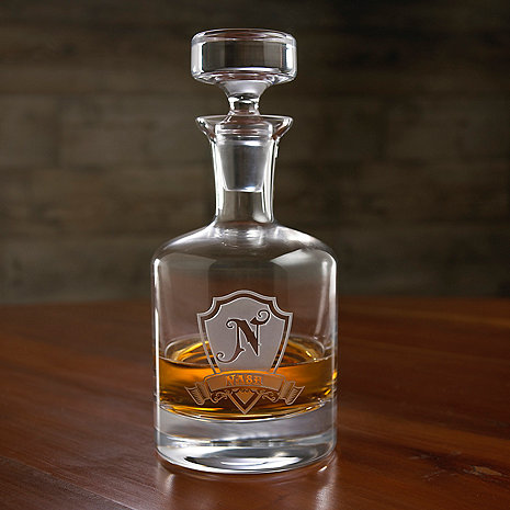 Personalized Shield Whiskey Decanter - Wine Enthusiast