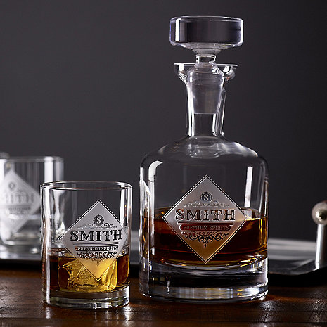 Personalized Etched Premium Spirits Whiskey Decanter and Glasses Set ...