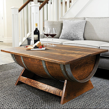 Reclaimed Wine Barrel Coffee Table With Unique Lift-Top - Wine Enthusiast