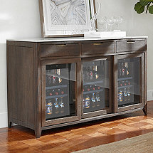 Amador Sliding Glass Door Credenza With Three Wine Refrigerators