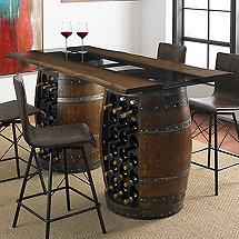 Wine Barrel Furniture Enthusiast Loire Double Wine Barrel Gathering Table With Gl And Wood Top