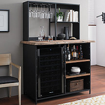 Home Bar Furniture Full Service Bars Wine Enthusiast Morgon Live Edge Metal And Wood Wine Bar With Refrigerator